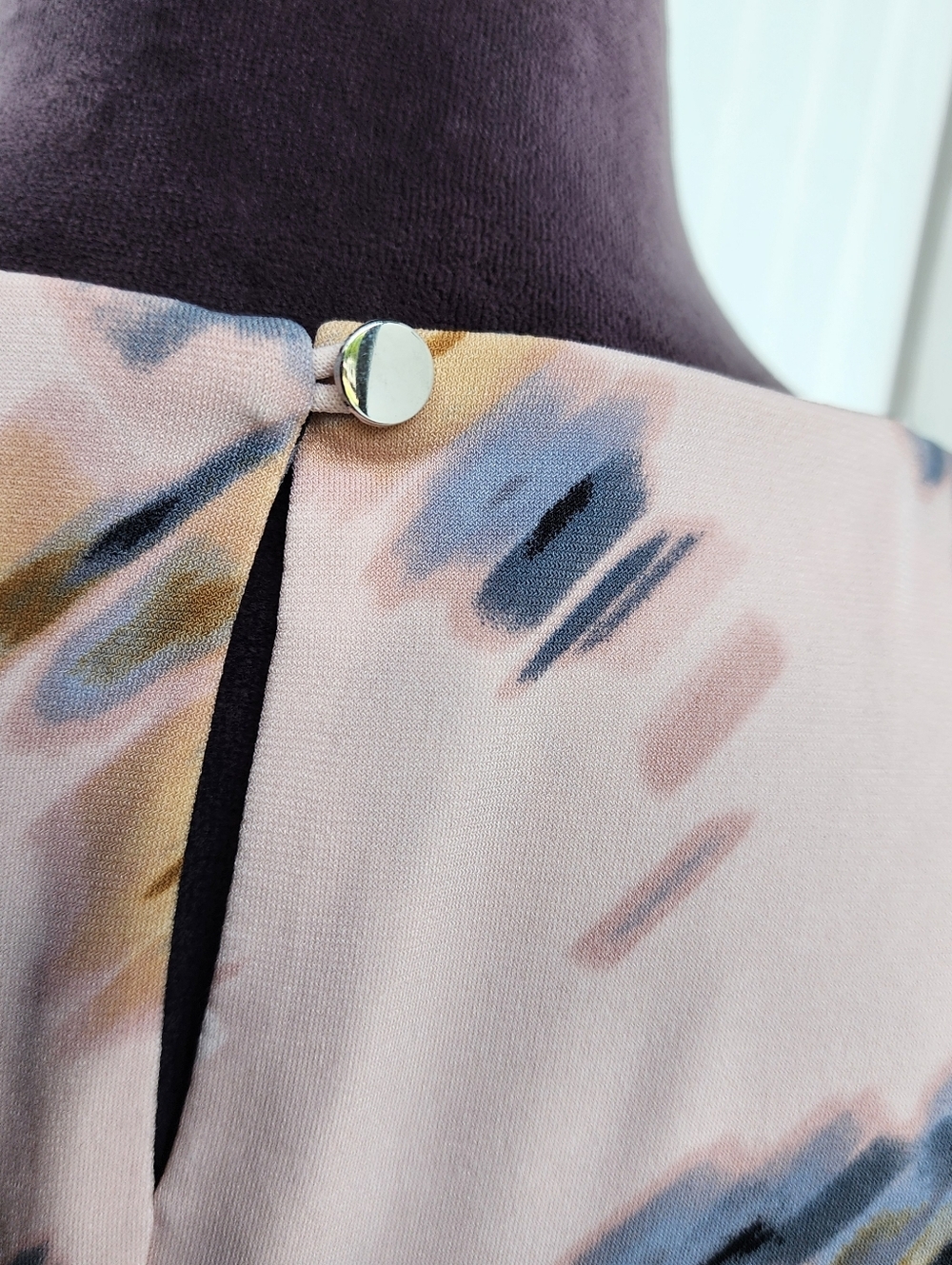 Calvin Klein Blush Pink Geo Print Stretch Sleeveless Top Blouse Size Large L - Picture 7 of 12